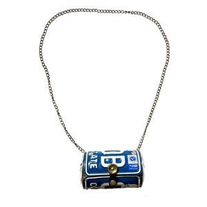 Little Earth Blue Recycled License Plate Crossbody Bag